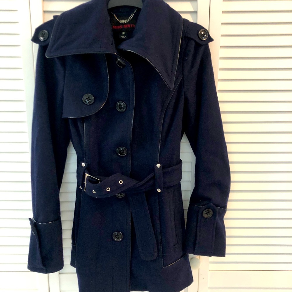Miss Sixty Belted Navy Coat